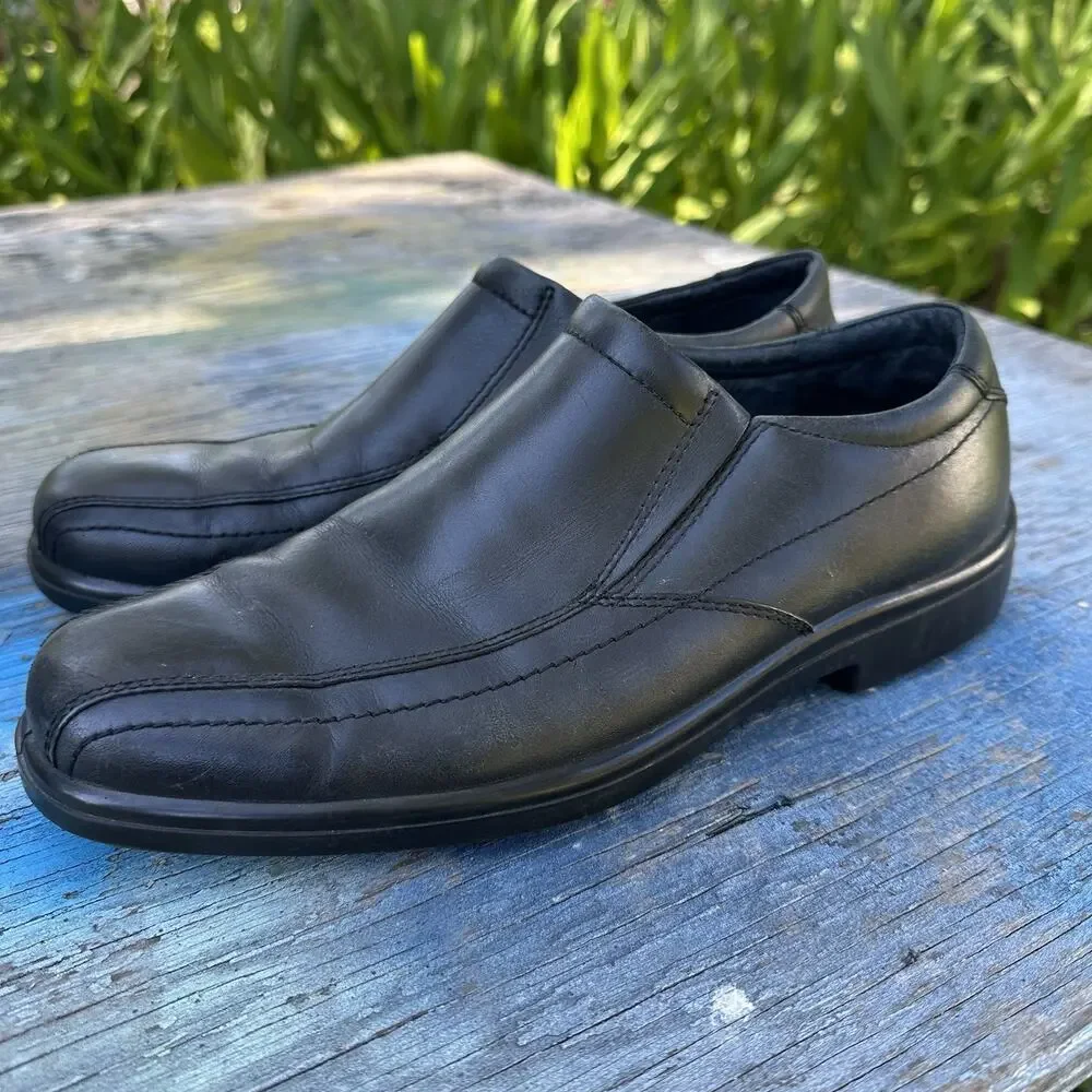 HUSH PUPPIES RAINMAKER WATERPROOF DRESS COMFORT BLACK LEATHER SHOES 8 W Wide 30